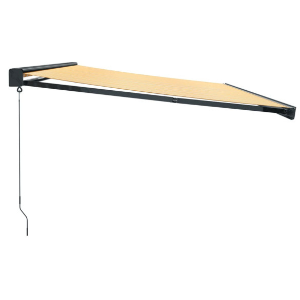 Copertină retractabilă 5x3m - Galben/Alb - Textil/Aluminiu