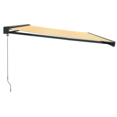 Copertină retractabilă 5x3m - Galben/Alb - Textil/Aluminiu