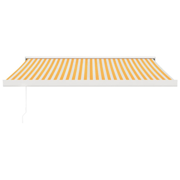 Copertină Retractabilă Motorizată 3x2,5m - Galben/Alb - Textil/Aluminiu