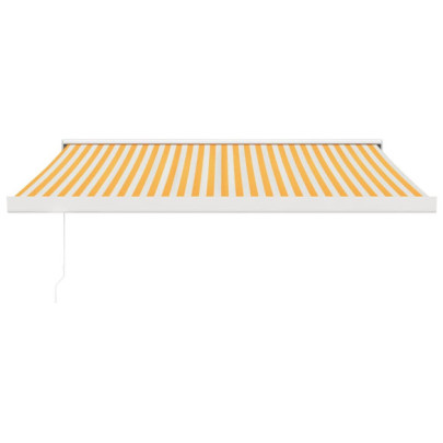 Copertină Retractabilă Motorizată 3x2,5m - Galben/Alb - Textil/Aluminiu