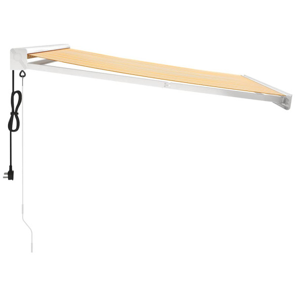 Copertină Retractabilă Motorizată 3x2,5m - Galben/Alb - Textil/Aluminiu