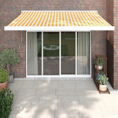 Copertină Retractabilă Motorizată - 3,5x2,5 m - Galben/Alb