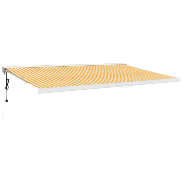 Copertină Retractabilă 5x3m - Galben/Alb - Textil/Aluminiu