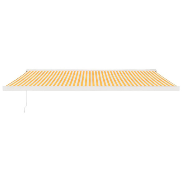 Copertină Retractabilă 5x3m - Galben/Alb - Textil/Aluminiu