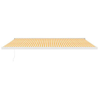 Copertină Retractabilă 5x3m - Galben/Alb - Textil/Aluminiu