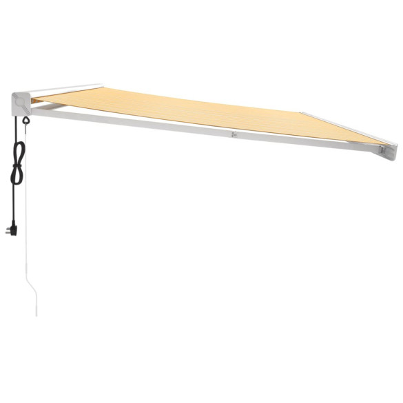 Copertină Retractabilă 5x3m - Galben/Alb - Textil/Aluminiu