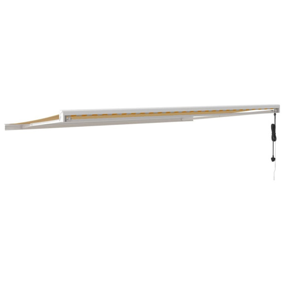 Copertină Retractabilă 5x3m - Galben/Alb - Textil/Aluminiu