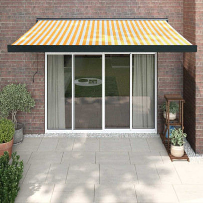 Copertină Retractabilă Motorizată 3,5x2,5m - Galben/Alb