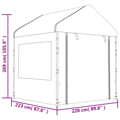 Foișor Alb cu Acoperiș - 15,6x2,3x2,7m - Polietilenă Rezistentă