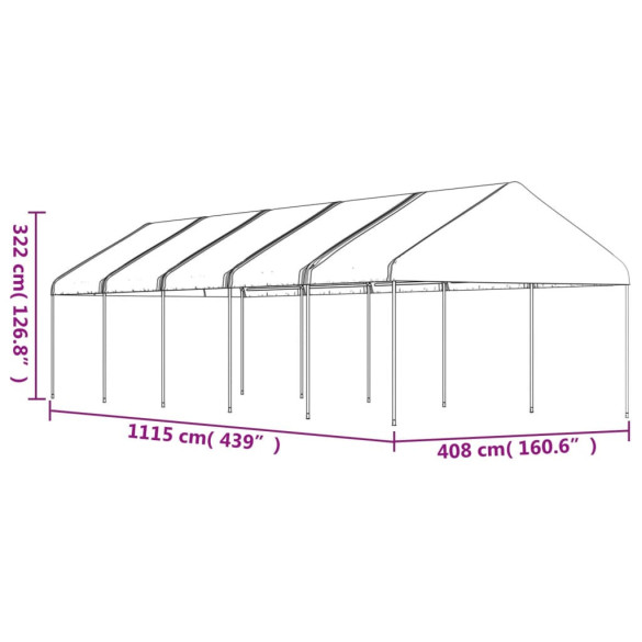 Foișor cu acoperiș alb | 11,15x4,08 m | Livrare gratuită Foișor cu acoperiș alb | 11,15x4,08 m | Livrare gratuită