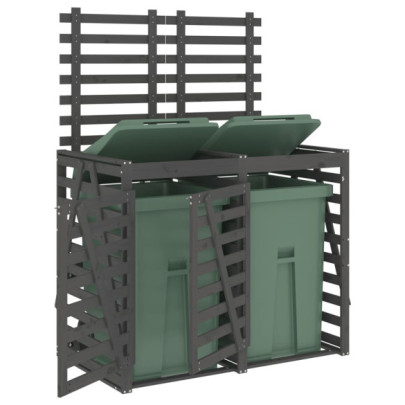 Magazie Dublă Coș Gunoi Exterior - Lemn Masiv Pin | Livrare Gratuită