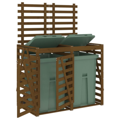 Magazie Dublă Coș Gunoi Lemn Pin | Depozitare Exterior