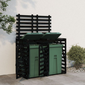 Magazie dublă coș gunoi exterior - lemn pin negru | Livrare gratuită