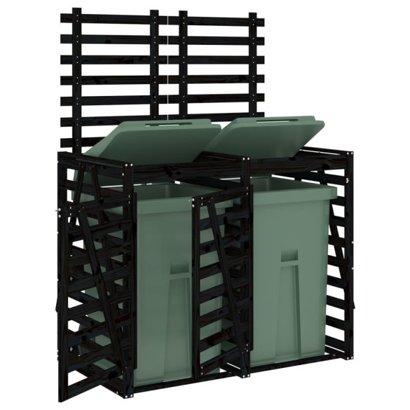 Magazie dublă coș gunoi exterior - lemn pin negru | Livrare gratuită