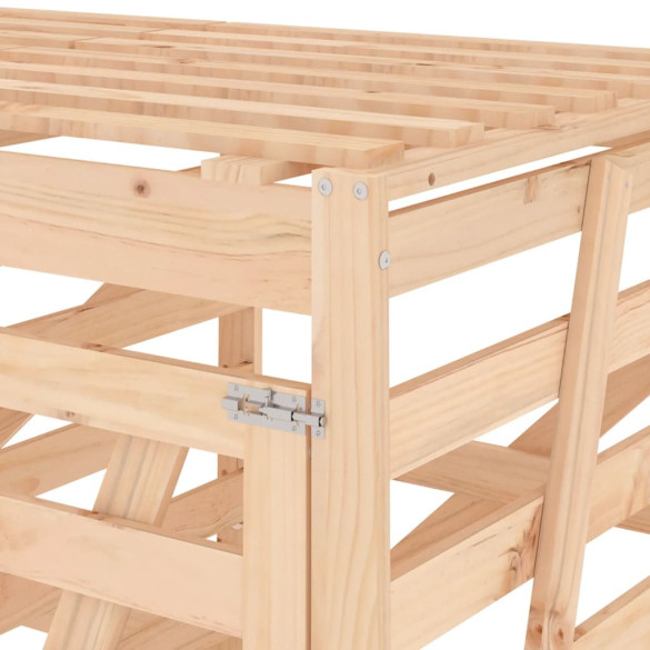 Magazie Triplă Lemn Pin pentru Coșuri Gunoi Exterior