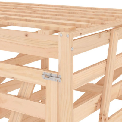 Magazie Triplă Lemn Pin pentru Coșuri Gunoi Exterior