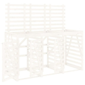 Magazie dublă depozitare coș de gunoi triplu alb lemn masiv pin 2