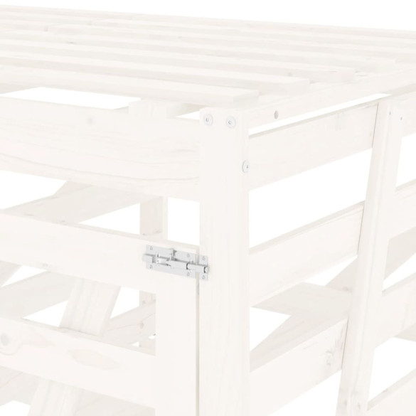 Magazie Coș Gunoi Triplă Lemn Pin Alb | Depozitare Exterior