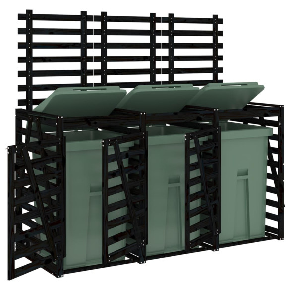 Magazie Triplă Coș Gunoi Exterior - Lemn Masiv Pin