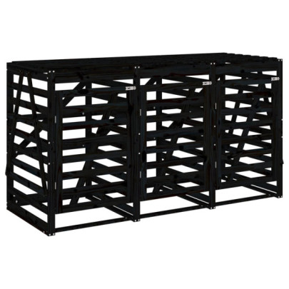 Magazie Triplă Coș Gunoi Exterior - Lemn Masiv Pin