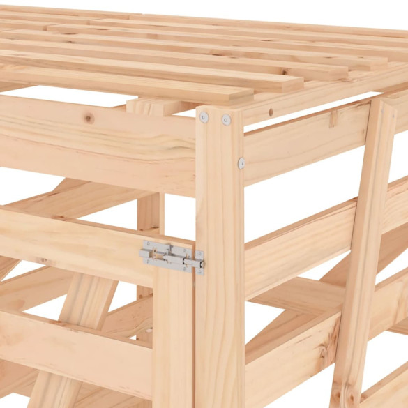 Magazie cvadruplă depozitare coș gunoi - lemn masiv de pin