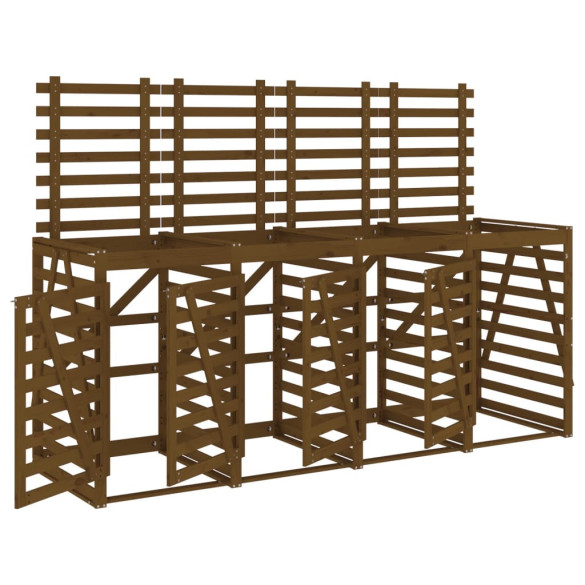 Magazie 4 coșuri gunoi lemn pin - Livrare Gratuită