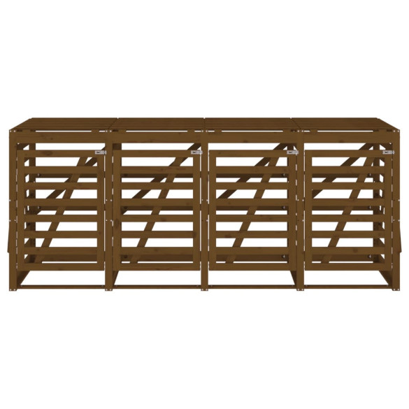 Magazie 4 coșuri gunoi lemn pin - Livrare Gratuită