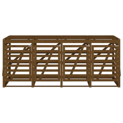 Magazie 4 coșuri gunoi lemn pin - Livrare Gratuită