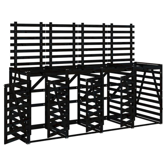 Magazie 4 coșuri gunoi lemn masiv pin | Livrare gratuită