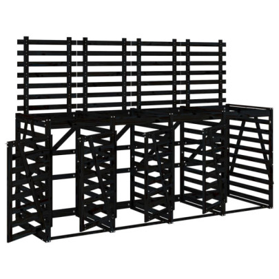 Magazie 4 coșuri gunoi lemn masiv pin | Livrare gratuită