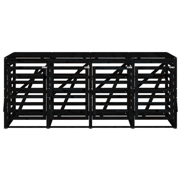 Magazie 4 coșuri gunoi lemn masiv pin | Livrare gratuită