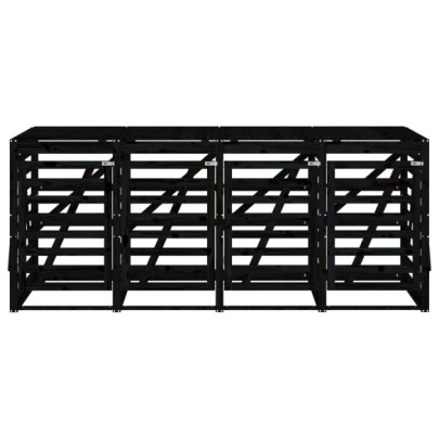 Magazie 4 coșuri gunoi lemn masiv pin | Livrare gratuită