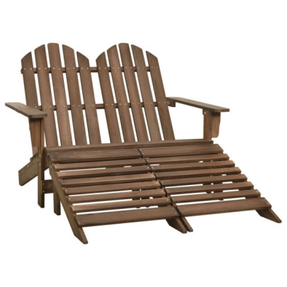 Scaun grădină Adirondack cu 2 locuri&otoman - maro - lemn de brad
