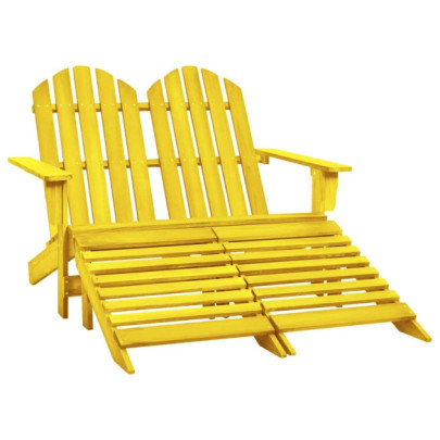 Scaun de grădină Adirondack 2 locuri & otoman galben - lemn brad