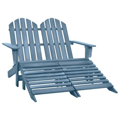 Scaun grădină Adirondack 2 locuri & otoman - albastru - lemn brad