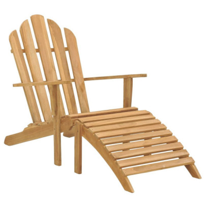 Scaun Adirondack cu suport de picioare - lemn masiv de tec