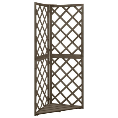 Spalier de colț - gri - 50x50x145 cm - lemn masiv brad