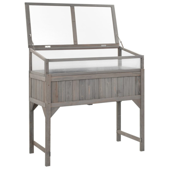 Strat Înălțat cu Seră - Lemn Masiv de Brad - 110x54x120 cm