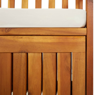 Bancă de depozitare cu pernă - lemn acacia masiv - 148 cm