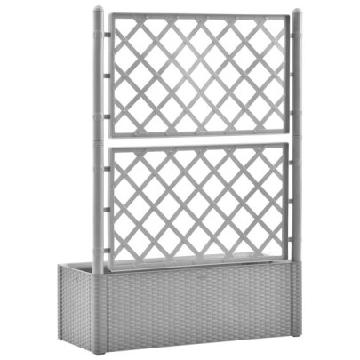 Strat Grădină Auto-udare cu Spalier - 90L, Gri