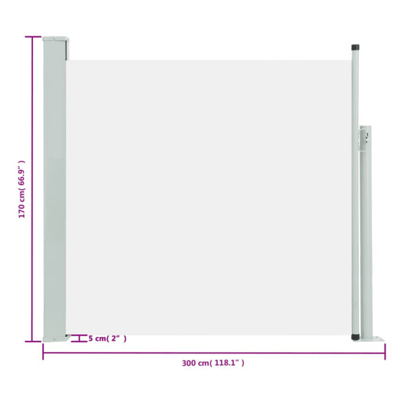 Copertină Laterală Retractabilă Terasă Crem - 170x300 cm
