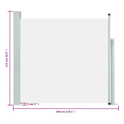 Copertină Laterală Retractabilă Terasă Crem - 170x300 cm