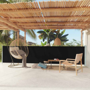 Copertină Laterală Retractabilă Terasă - Negru - 117x600 cm