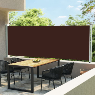 Copertină Laterală Retractabilă Maro pentru Terasă 160x600 cm