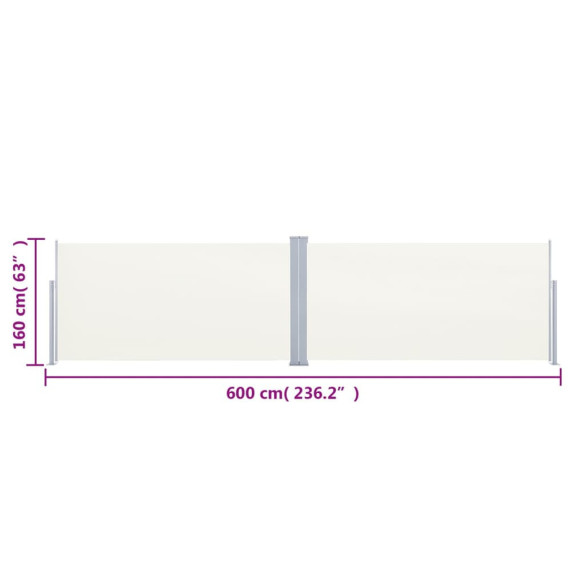 Copertină Laterală Retractabilă Crem 160x600 cm | Livrare Gratuită