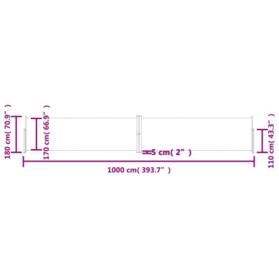 Copertină Laterală Retractabilă Antracit - 180x1000 cm