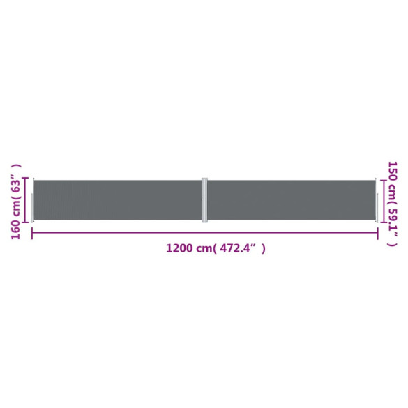 Copertină Laterală Retractabilă Antracit 160x1200 cm