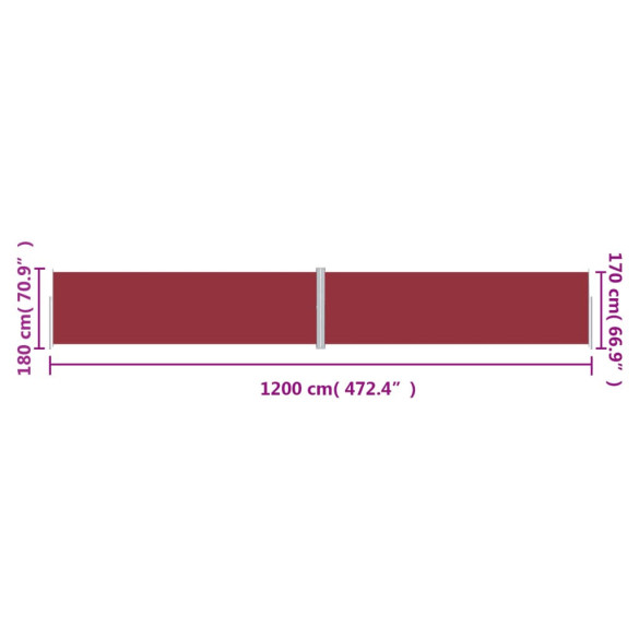 Copertină Laterală Retractabilă Roșie - 180x1200 cm Copertină Laterală Retractabilă Roșie - 180x1200 cm