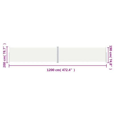 Copertină Laterală Retractabilă Crem - 200x1200 cm