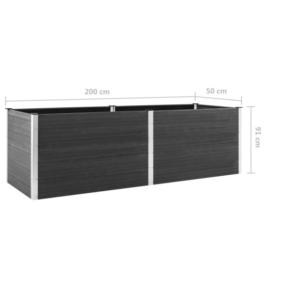 Strat Ridicat Gradina WPC 200x50x91 cm - Gri | Livrare Gratuita